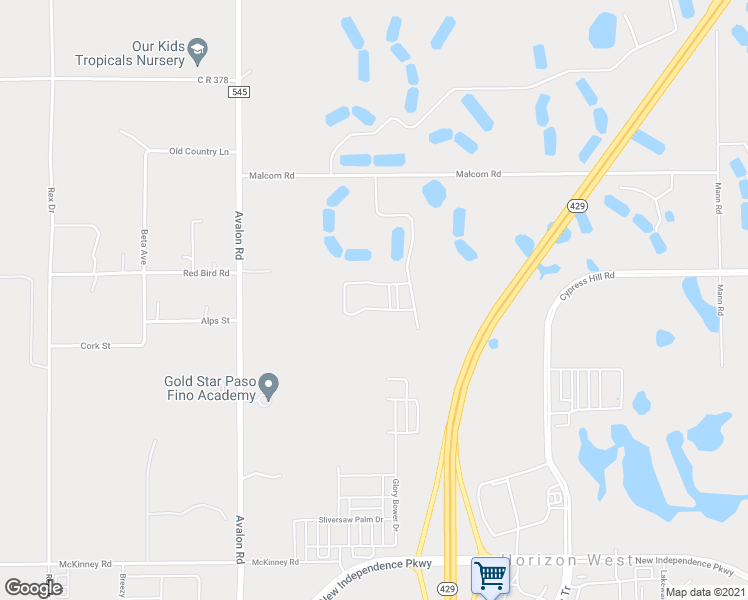 map of restaurants, bars, coffee shops, grocery stores, and more near 16666 Malcom Road in Winter Garden