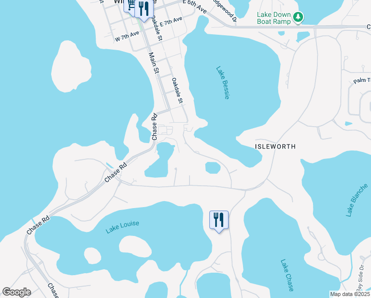 map of restaurants, bars, coffee shops, grocery stores, and more near 5126 Fairway Oaks Drive in Windermere