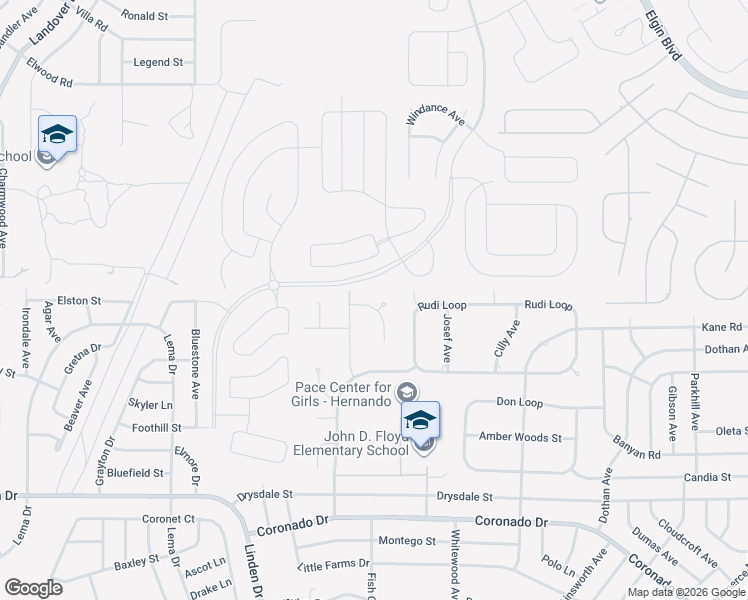 map of restaurants, bars, coffee shops, grocery stores, and more near 12593 Wind Chime Court in Spring Hill