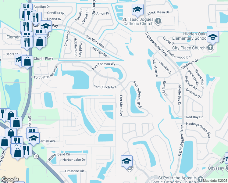 map of restaurants, bars, coffee shops, grocery stores, and more near 8540 Fort Clinch Avenue in Orlando