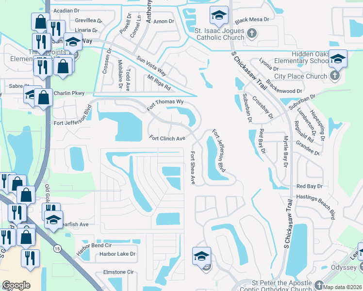 map of restaurants, bars, coffee shops, grocery stores, and more near 8540 Fort Clinch Avenue in Orlando