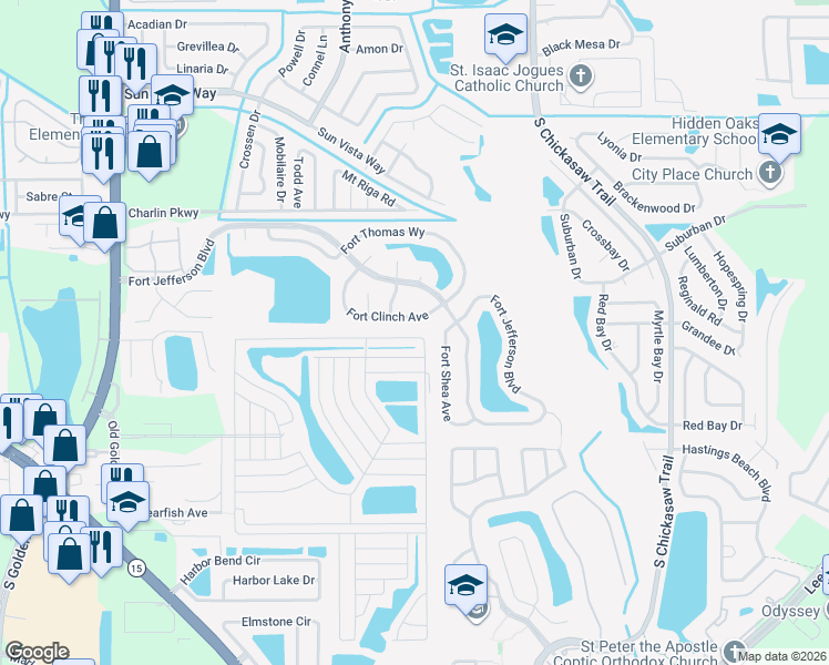 map of restaurants, bars, coffee shops, grocery stores, and more near 8467 Fort Clinch Avenue in Orlando