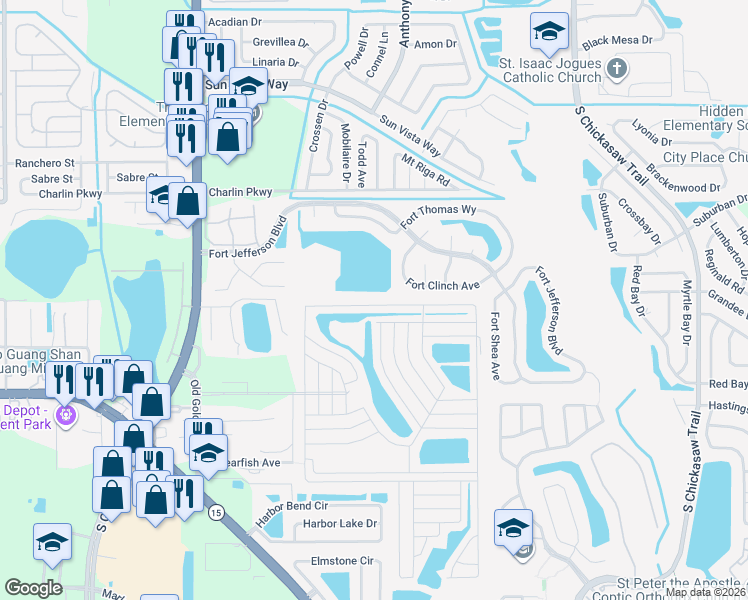 map of restaurants, bars, coffee shops, grocery stores, and more near 8366 Fort Clinch Avenue in Orlando
