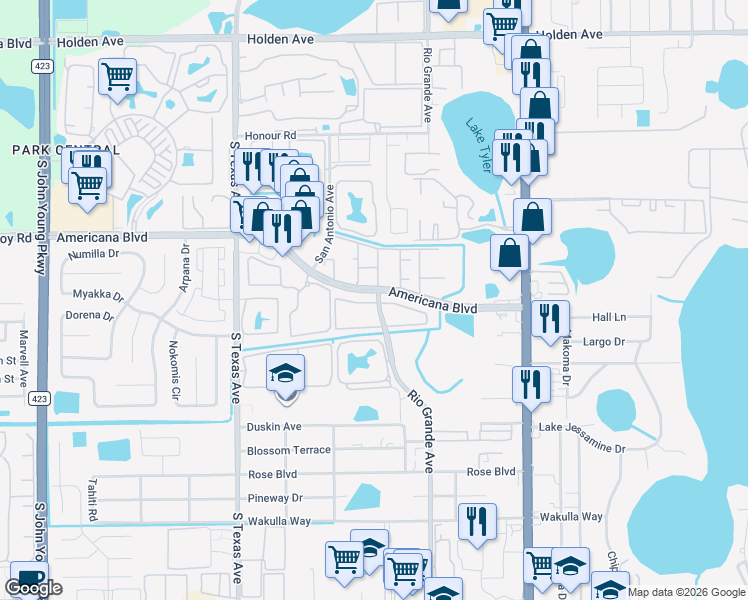 map of restaurants, bars, coffee shops, grocery stores, and more near in Orange County