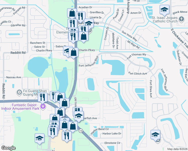 map of restaurants, bars, coffee shops, grocery stores, and more near 7747 Fort Sumter Drive in Orlando