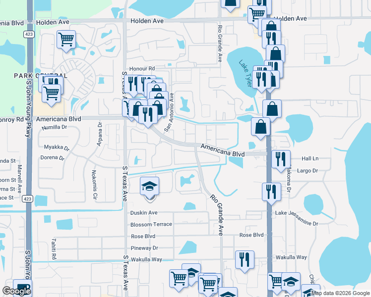 map of restaurants, bars, coffee shops, grocery stores, and more near in Orange County