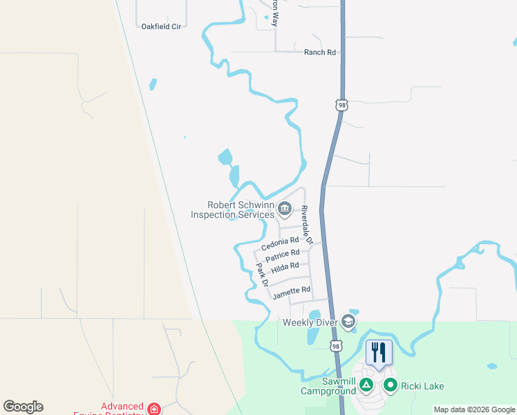 map of restaurants, bars, coffee shops, grocery stores, and more near 3400 Riderwood Drive in Dade City