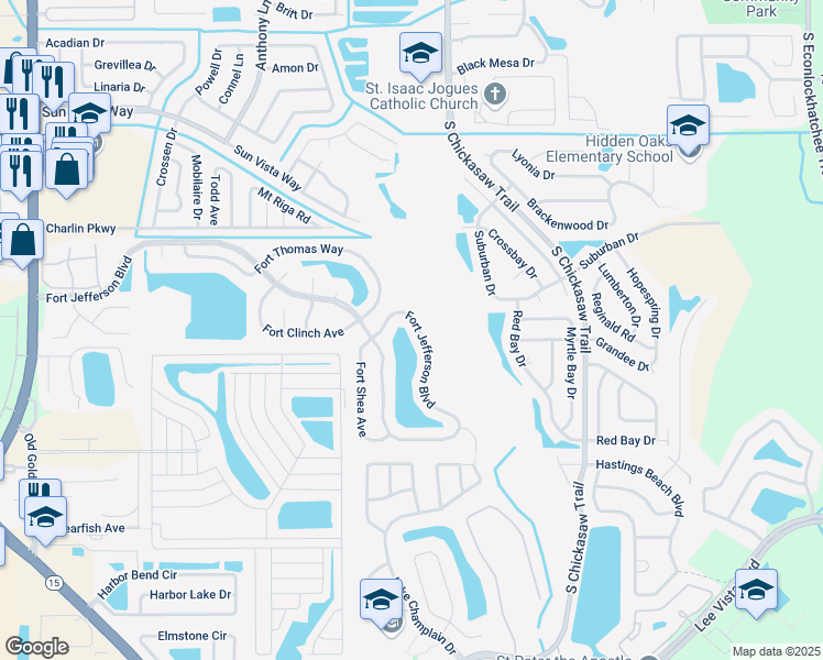 map of restaurants, bars, coffee shops, grocery stores, and more near 9024 Fort Jefferson Boulevard in Orlando