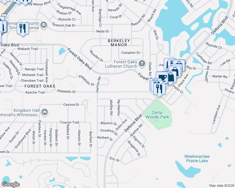 map of restaurants, bars, coffee shops, grocery stores, and more near 8188 Philatelic Dr in Spring Hill
