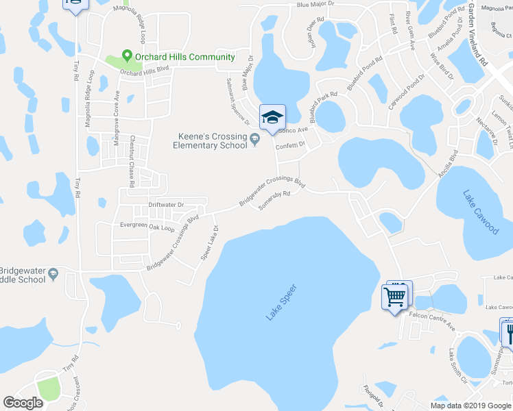map of restaurants, bars, coffee shops, grocery stores, and more near 5501 Somersby Road in Windermere