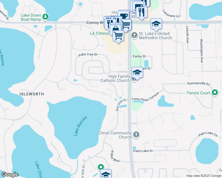 map of restaurants, bars, coffee shops, grocery stores, and more near 9515 Pine Terrace Court in Windermere