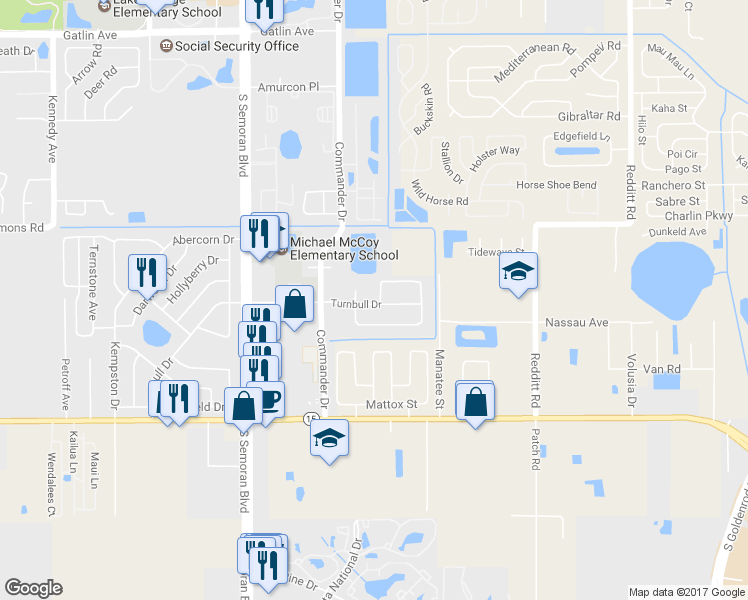 map of restaurants, bars, coffee shops, grocery stores, and more near 5424 Dale Lane in Orlando