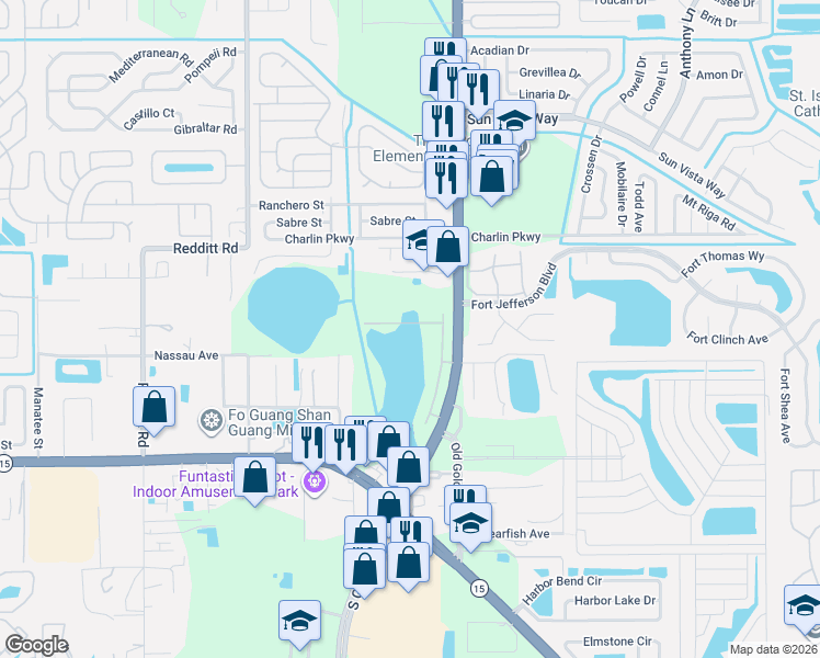 map of restaurants, bars, coffee shops, grocery stores, and more near 6802 Tussilago Way in Orlando
