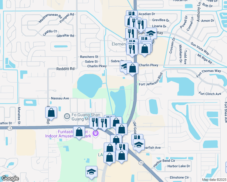 map of restaurants, bars, coffee shops, grocery stores, and more near 6802 Tussilago Way in Orlando