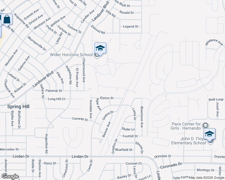 map of restaurants, bars, coffee shops, grocery stores, and more near 3491 Gretna Drive in Spring Hill