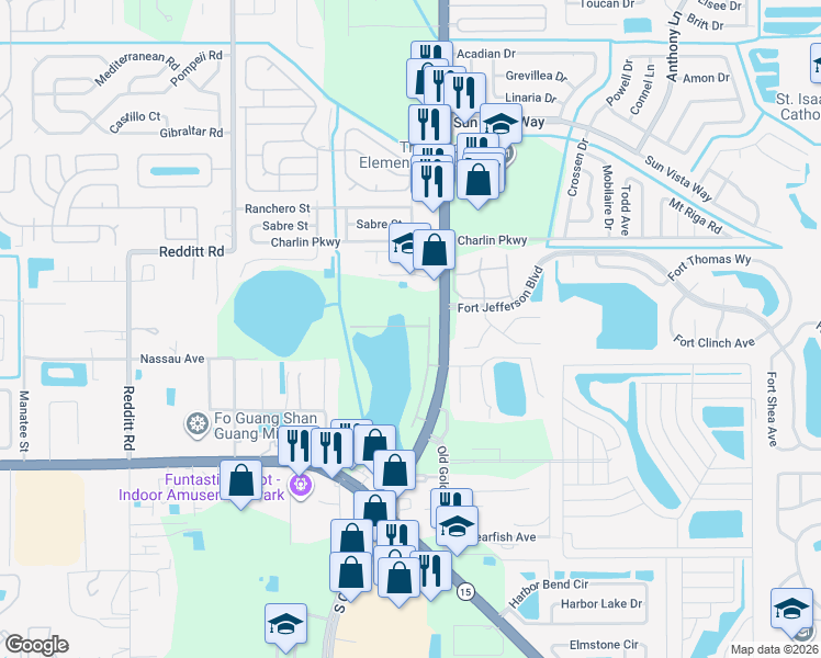 map of restaurants, bars, coffee shops, grocery stores, and more near 6970 Tussilago Way in Orlando