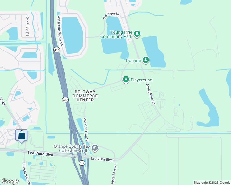 map of restaurants, bars, coffee shops, grocery stores, and more near 5340 Young Pine Road in Orlando