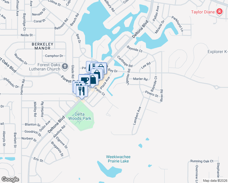 map of restaurants, bars, coffee shops, grocery stores, and more near 9154 Liberator Court in Spring Hill