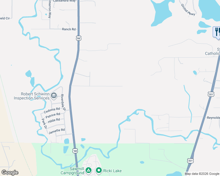 map of restaurants, bars, coffee shops, grocery stores, and more near 33376 Rowntree Drive in Dade City
