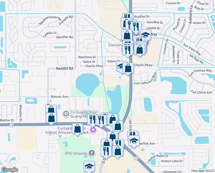 map of restaurants, bars, coffee shops, grocery stores, and more near 6790 Tussilago Way in Orlando