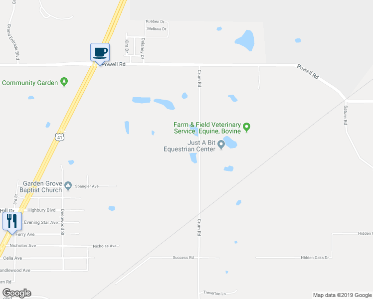 map of restaurants, bars, coffee shops, grocery stores, and more near 3495 Crum Road in Brooksville