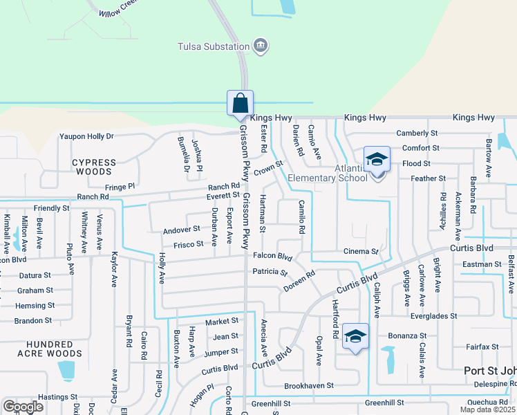 map of restaurants, bars, coffee shops, grocery stores, and more near 7200 Hartman Street in Cocoa