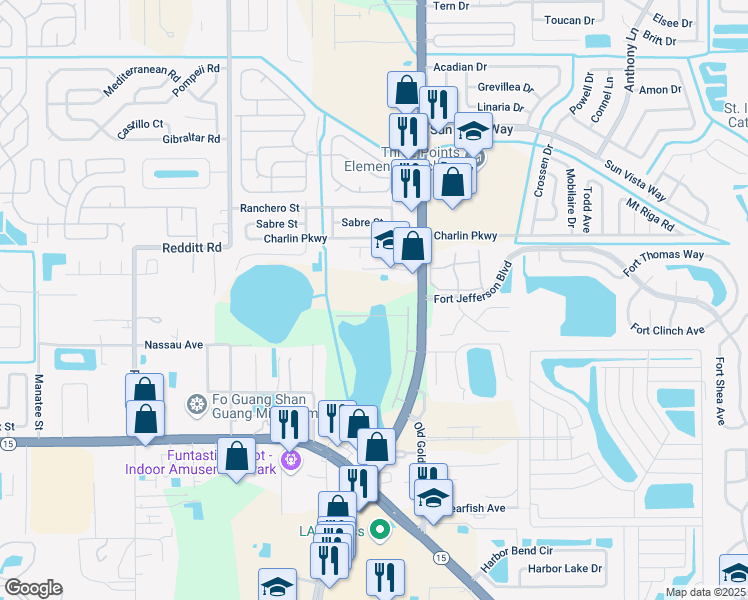 map of restaurants, bars, coffee shops, grocery stores, and more near 4170 South Goldenrod Road in Orlando