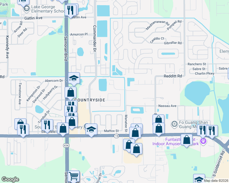 map of restaurants, bars, coffee shops, grocery stores, and more near 5993 Brown Bark Drive in Orlando