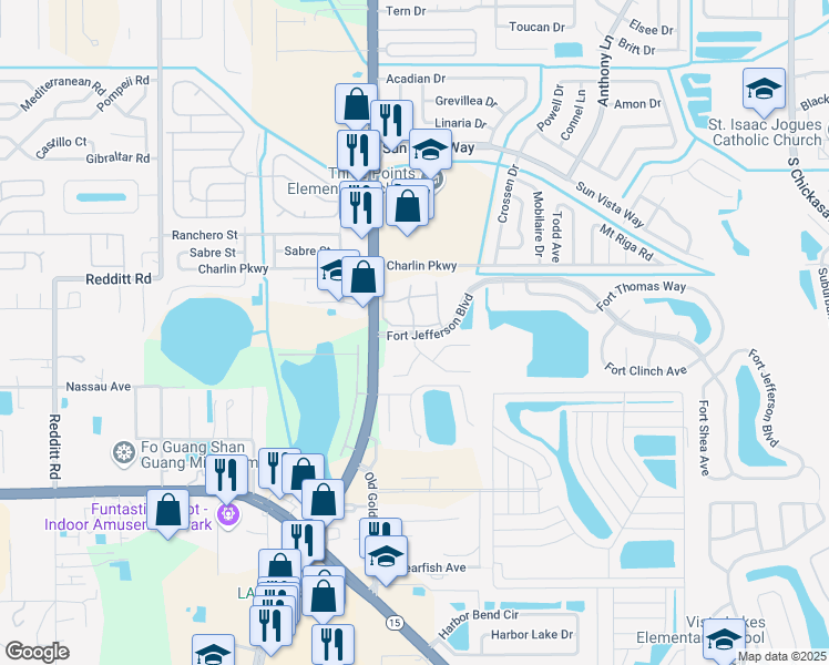 map of restaurants, bars, coffee shops, grocery stores, and more near 4801 Fort Stevens Str in Orlando