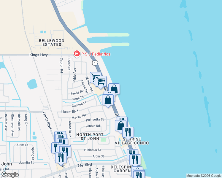 map of restaurants, bars, coffee shops, grocery stores, and more near 7310 U.S. 1 in Cocoa