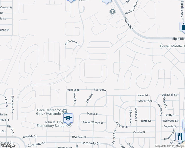 map of restaurants, bars, coffee shops, grocery stores, and more near 3734 Sterling Hill Boulevard in Spring Hill