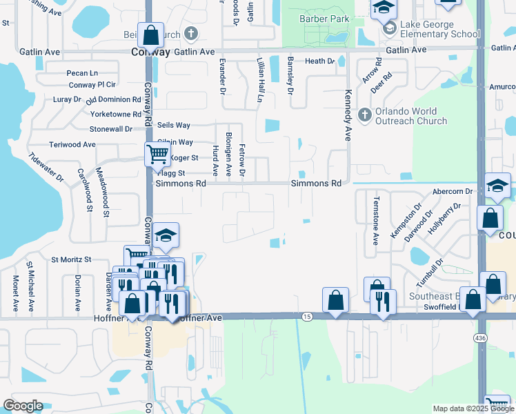 map of restaurants, bars, coffee shops, grocery stores, and more near 4769 Sturbridge Circle in Orlando