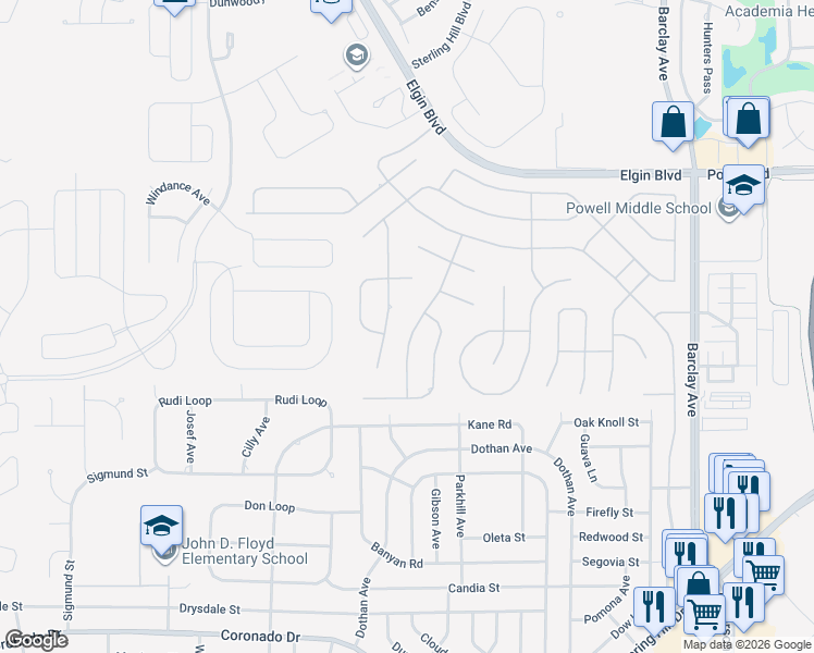 map of restaurants, bars, coffee shops, grocery stores, and more near 3449 Indian River Street in Spring Hill
