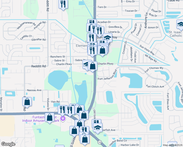 map of restaurants, bars, coffee shops, grocery stores, and more near 4116 South Goldenrod Road in Orlando