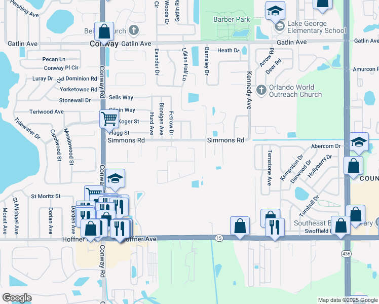 map of restaurants, bars, coffee shops, grocery stores, and more near 4769 Sturbridge Circle in Orlando