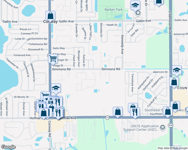 map of restaurants, bars, coffee shops, grocery stores, and more near 4769 Sturbridge Circle in Orlando