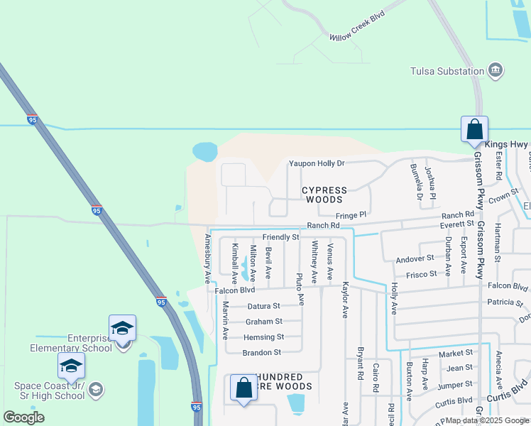 map of restaurants, bars, coffee shops, grocery stores, and more near 5653 Yaupon Holly Drive in Cocoa
