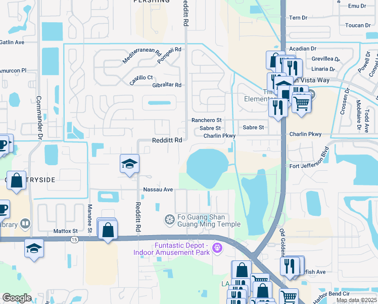 map of restaurants, bars, coffee shops, grocery stores, and more near 6968 Redditt Road in Orlando