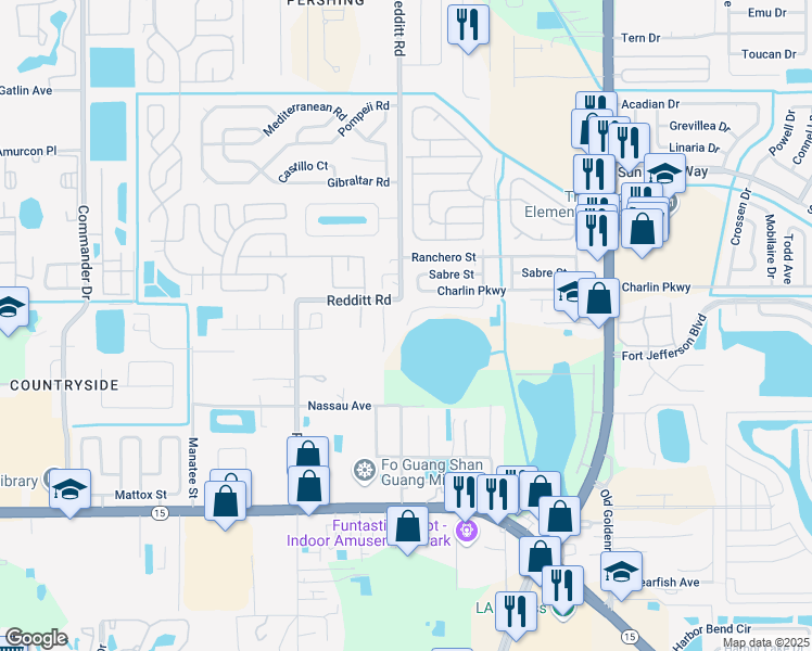 map of restaurants, bars, coffee shops, grocery stores, and more near 6968 Redditt Road in Orlando