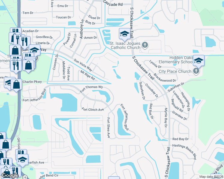 map of restaurants, bars, coffee shops, grocery stores, and more near 8479 Fort Thomas Way in Orlando