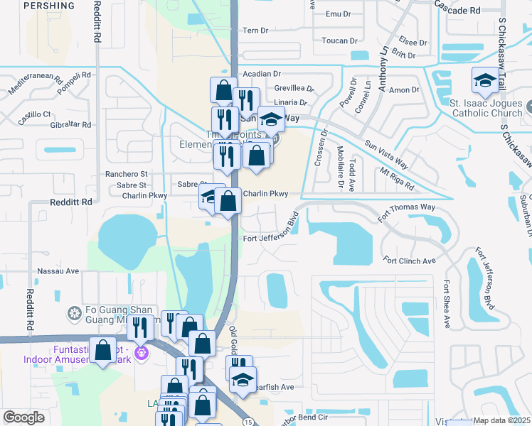 map of restaurants, bars, coffee shops, grocery stores, and more near 4801 Fort Stevens Str in Orlando