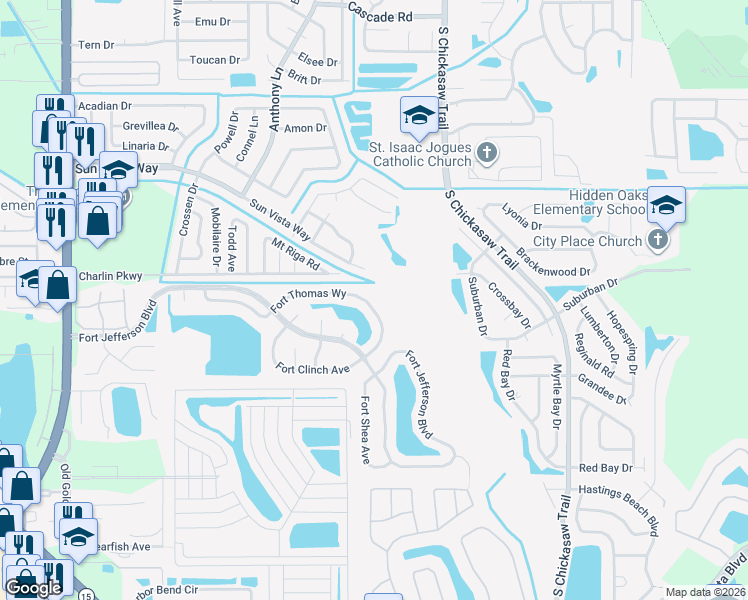 map of restaurants, bars, coffee shops, grocery stores, and more near 8479 Fort Thomas Way in Orlando