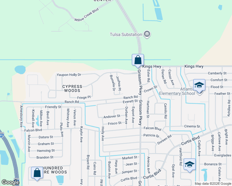 map of restaurants, bars, coffee shops, grocery stores, and more near 7402 Bumelia Drive in Cocoa