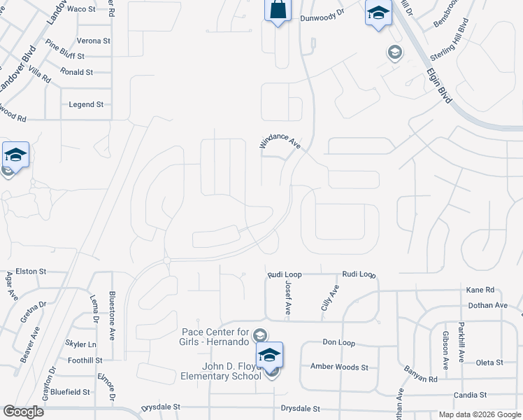 map of restaurants, bars, coffee shops, grocery stores, and more near 13125 Long Valley Circle in Spring Hill