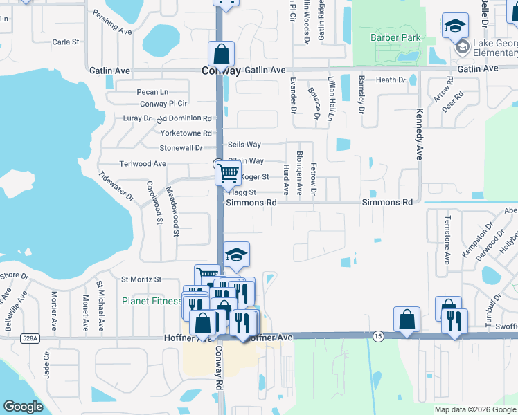 map of restaurants, bars, coffee shops, grocery stores, and more near 4506 Flagg Street in Orlando