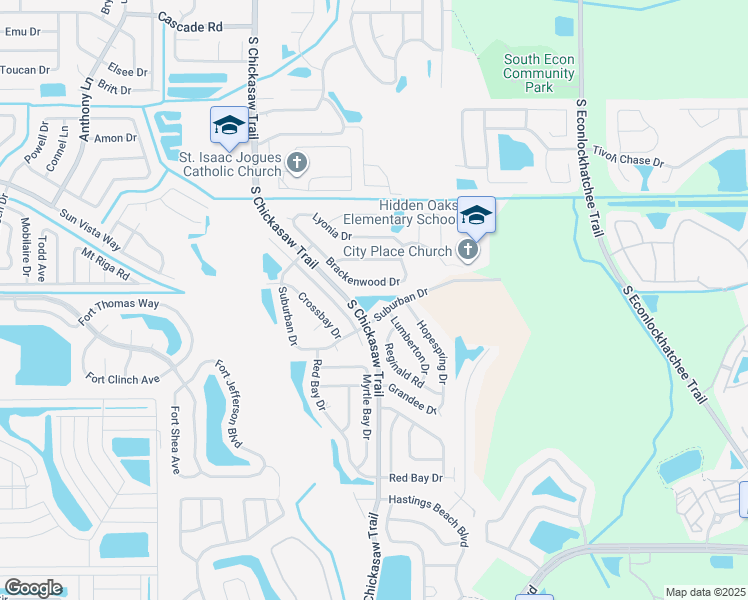 map of restaurants, bars, coffee shops, grocery stores, and more near 8741 Suburban Drive in Orlando