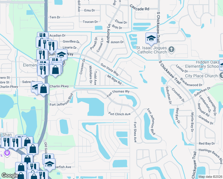 map of restaurants, bars, coffee shops, grocery stores, and more near 8333 Fort Thomas Way in Orlando