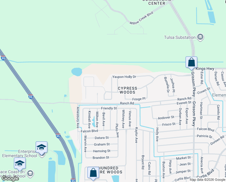map of restaurants, bars, coffee shops, grocery stores, and more near 5553 Yaupon Holly Drive in Cocoa