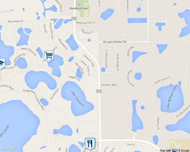 map of restaurants, bars, coffee shops, grocery stores, and more near 13384 Sunkiss Loop in Windermere