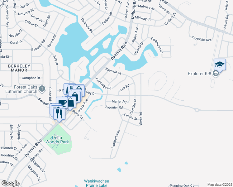 map of restaurants, bars, coffee shops, grocery stores, and more near 4222 Lee Road in Spring Hill